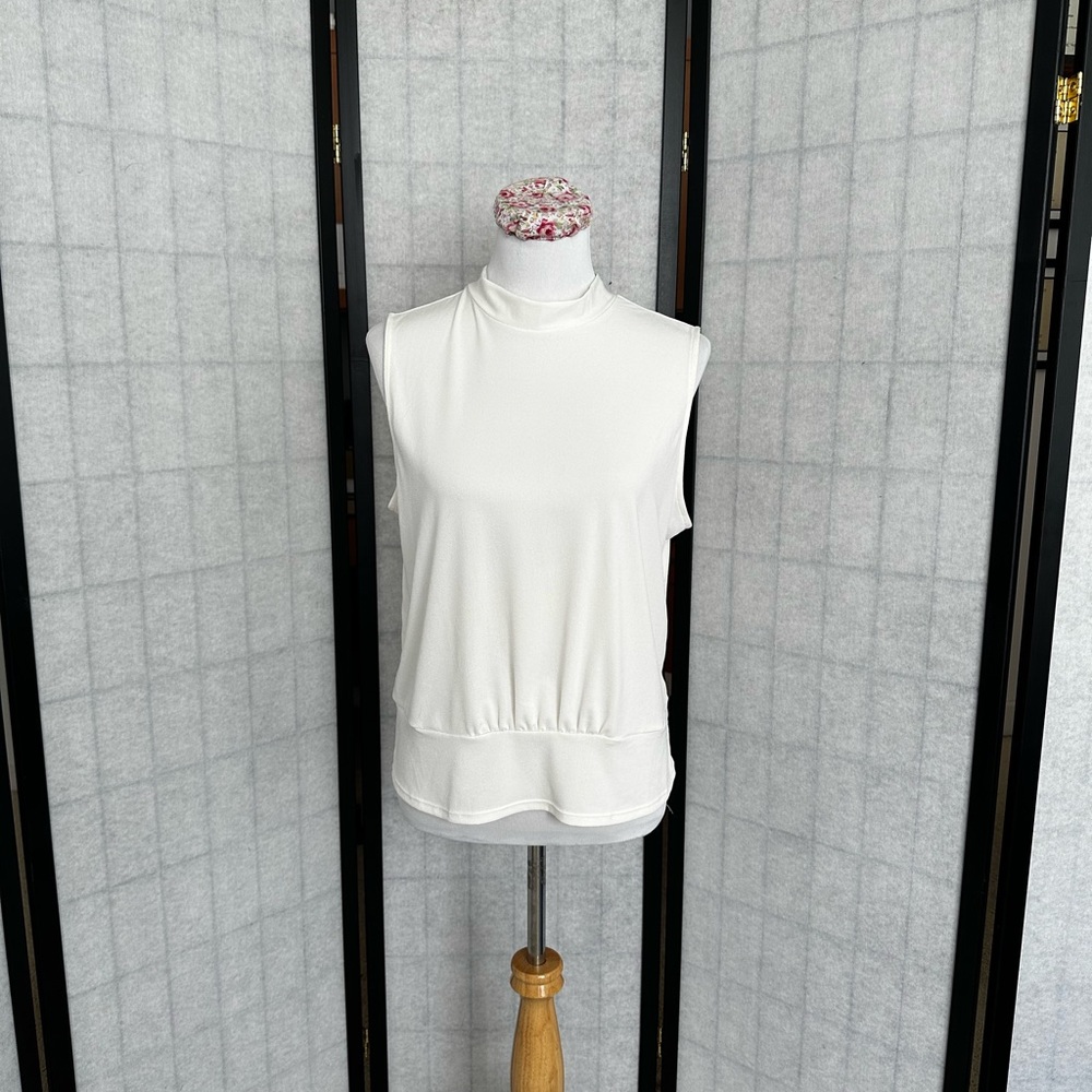 Banana Republic White Fitted Peplum Tank Top